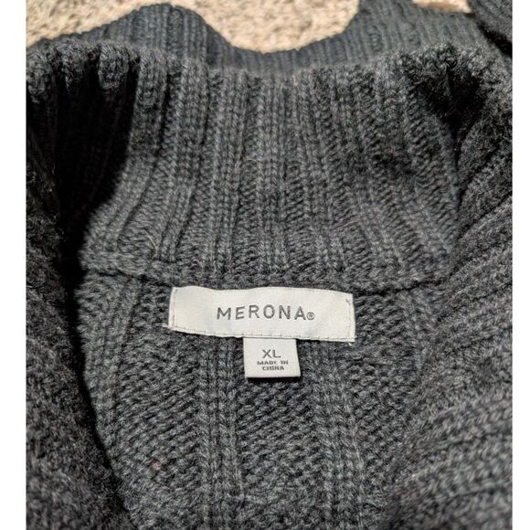 Merona Women's Black Belted Knit Sweater Button‎ Up Cardigan Pockets Size XL - Picture 10 of 12